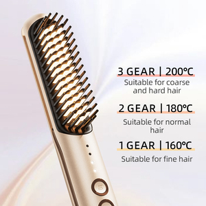 Yixuan Hot Sale Frauen Glätten Lockens tab Bürste Keramik beheizt elektrische ionische Kamm Haar glätter 2 in 1 flache Lockens tab - Product Image 3