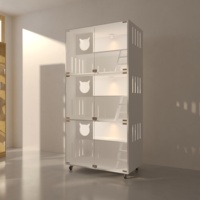 Vitrine moderne pour chats en blanc écologique - Verre trempé et panneau écologique en bois durable