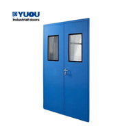 Puerta Doble Batiente para Sala Limpia Certificada GMP de Acero Galvanizado con Panel Sándwich PU para Hospital