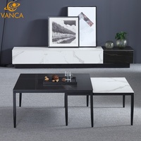Table basse rectangulaire moderne haut de gamme en pierre frittée, motif marbre, pour hall d'hôtel et réception de bureau