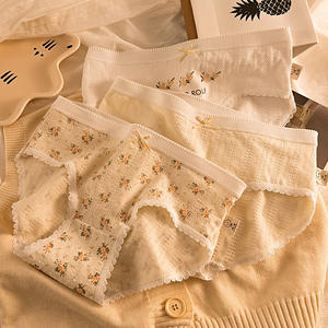 Culotte Hipster Femme Style Français Quotidienne Confortable Respirante en Coton Pur 5A Tricoté Anti-Bactérien Taille Moyenne - Product Image 2