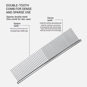 Peigne de toilettage professionnel pour animaux de compagnie en acier inoxydable extrémités arrondies pour fourrure de chien et de chat sans enchevêtrement - Product Image 3
