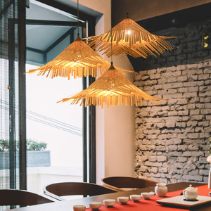 โคมไฟไม้ไผ่ทรงเจดีย์ ขั้วหลอด E27 ไฟ LED สำหรับห้องน้ำชา โรงแรม ร้านอาหาร สไตล์เซน ขนาด 700 มม. 450 มม. 600 มม. - Product Image 1