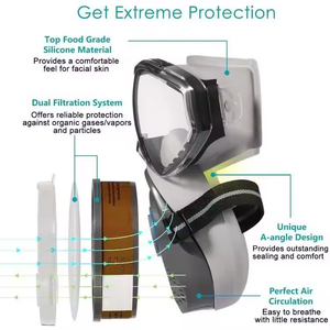 TeranHoo M101 masker debu kerja profesional Filter katalis silikon dapat digunakan kembali setengah wajah Anti polusi udara perlindungan klorin - Product Image 4