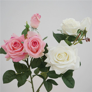 Flores Artificiales de Loto y Rosa de Tres Cabezas con Tacto Realista, Hidratantes, para Decoración del Hogar y Bodas - Product Image 5