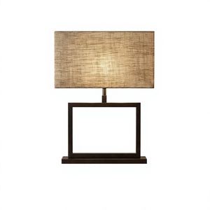 <b>Black</b> Ceramic Table Lamp Rectangular Linen <b>Shade</b> Desktop Accent <b>Light</b> Traditional Bedroom Living Room - Product Image 1