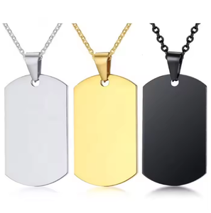 Placa <span class=keywords><strong>militar</strong></span> con letras <span class=keywords><strong>Colgante</strong></span> de acero de titanio Acero inoxidable con cadena de perlas Collares para perros - Product Image 1