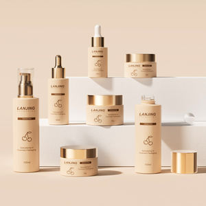 Luxus Beige Hautpflege Verpackung Leerer Behälter 30g 50g Frosted <span class=keywords><strong>Pink</strong></span> Kosmetik glas Creme glas Mit Gold kappe und Box - Product Image 1