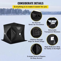 Carpa de Pesca Impermeable con Puerta con Cierre y Ventilación Desmontable, Fabricada con Tela Oxford