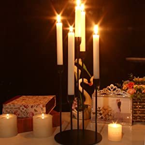 Bougeoirs coniques à 5 bras en métal noir centre de table de noël et chandeliers de décoration de la maison pour mariage - Product Image 2