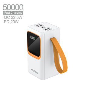 Aspor <span class=keywords><strong>A350</strong></span> 22,5 W <span class=keywords><strong>Precio</strong></span> de fábrica 50000mAh Banco de energía caliente Carga rápida Móvil OEM 50000mAh Cargador portátil Banco de energía al por mayor - Product Image 1