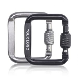 Custom Logo Aluminum Screw Gate Square Locking Carabiner Clip <b>Snap</b> <b>Hook</b> Keychain for Promotional Activities - Product Image 1