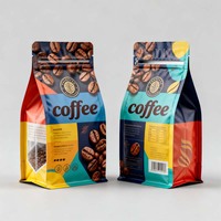 Sachets personnalisés imprimés en plastique alimentaire de 200g, 400g, 500g avec fermeture éclair et soufflet latéral pour l'emballage du café et des sushis