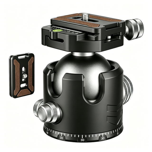DH52 Ball Head 52mm Video Tripod Head Ball Head Mount Camera Tripod Monopod for Arca Quick ReleasePlate LowProfile Max Load 30kg