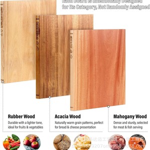 Wooden Book Shaped Cutting Board Set 3 Pieces With <b>Stand</b> Double Sided Categorized For Meat Fish Cheese Bread <b>Vegetables</b> - Product Image 2