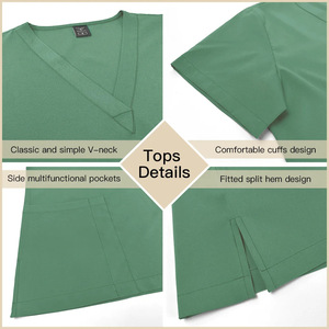 Nuevo precio más bajo enfermera Scrub Jogger Sets uniforme Spandex V cuello médico Scrubs Para Mujeres etiqueta personalizada Scrubs uniformes conjuntos - Product Image 3