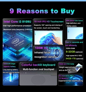 Ordinateur Portable à Écran Tactile de 16 Pouces, Intel Core I3 <span class=keywords><strong>8109U</strong></span> 8e Génération, Type-C, Déverrouillage par Reconnaissance Faciale pour Bureau et Voyages d'Affaires - Product Image 5