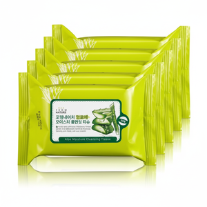 Salviette Detergenti Idratanti all'Aloe Vera Fromnature, 5 Confezioni da 30 Fogli, Struccanti - Prodotto Scontato - Product Image 1
