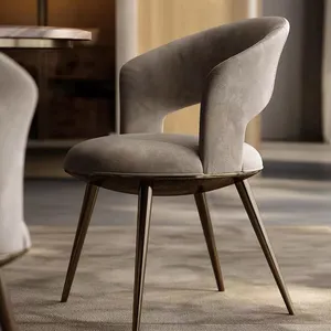 Итальянский стиль минималистичный кожаный обеденный стул дизайнерские стулья для ресторана высококлассная Бытовая спинка современный металлический стул