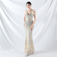 Robe de soirée élégante sirène à sequins coupe ajustée pour femme, sans manches, style sling, longue, pour banquet et fête, personnalisable OEM
