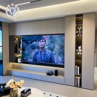 Meuble TV mural moderne haut de gamme en bois, console multimédia de luxe pour salon, meuble TV avec LED, fabriqué en Chine, OEM ODM