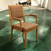 Chaises rembourrées en tissu haute densité, imitation bois, avec accoudoirs, pour hôtel, banquet, salle de conférence