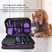 Kit de toilettage pour animaux de compagnie compact 8-en-1 de haute qualité, avec brosse à poils doux, ensemble de nettoyage quotidien, peigne à épiler, brosse de bain