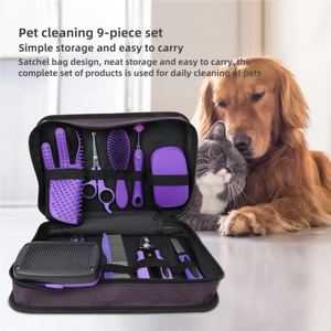 Di alta qualità compatto 8-in-1 Kit per la toelettatura per animali domestici con setole morbide Set per la pulizia quotidiana di aghi per la rimozione dei peli spazzola da bagno - Product Image 2