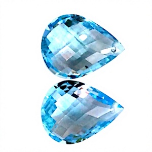 Topacio Azul Cielo Natural Hecho a Mano al por Mayor, 12x16mm, Corte Facetado en Forma de Pera, Piedras Preciosas Sueltas, Certificado por Terceros para Joyería - Product Image 2