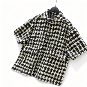 Chemise décontractée pour <span class=keywords><strong>homme</strong></span> à manches courtes en coton, imprimé <span class=keywords><strong>pied</strong></span>-<span class=keywords><strong>de</strong></span>-<span class=keywords><strong>poule</strong></span>, respirante, <span class=keywords><strong>surchemise</strong></span> personnalisée, col rabattu, boutonnée, poche plaquée, OEM - Product Image 2