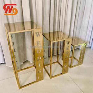 SMOOTH Gold Stainless Steel Set of 3 Rectangle <b>Flower</b> <b>Display</b> Stand for Wedding Aisle Centerpiece Decoration - Product Image 5