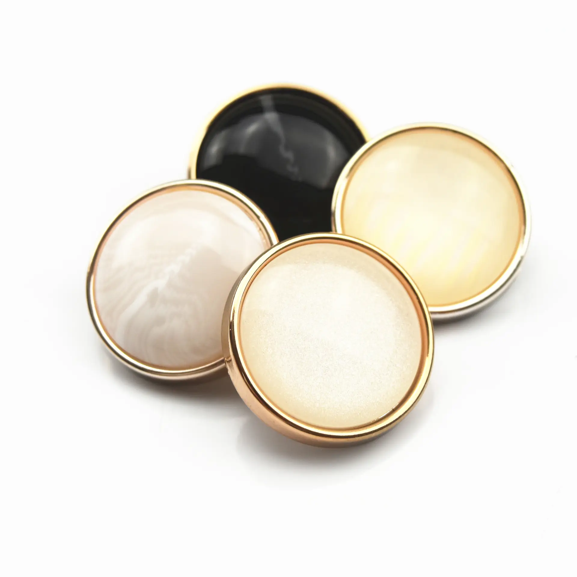 High Quality Logo Gold Fancy Design Cloth Coat Pearl Custom Plastic Pearl Rhinestone Metal Button For Clothing