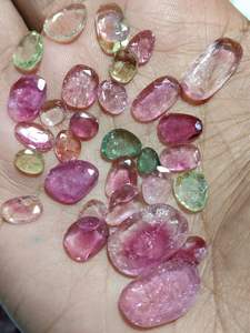 Piedra preciosa de corte de rosa de turmalina multicolor Natural Premium Talpe Polki para hacer collares joyería multicolor - Product Image 4