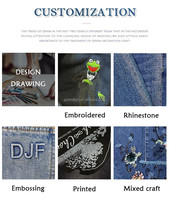 BlueTeam Usine Rouge Couleur Doux Denim Tissu Puis Cel Matériel Mince Chaud D'été Fille Streetwear Personnalisé Femmes Jeans