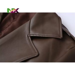 Cappotto Lungo Elegante da <span class=keywords><strong>Donna</strong></span> in Ecopelle con Doppio Petto e Bottoni Frontali, Traspirante ed Ecologico - Product Image 5