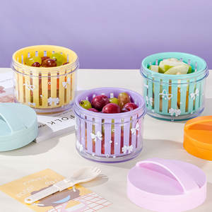 Portable <b>Food</b> Grade Fruit Washing Cup With Drain Basket Salad Container 4 Pieces Set For Fresh Produce Storage And Cleaning - Product Image 2