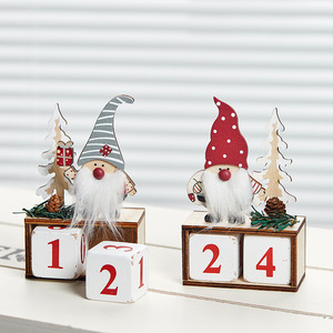 การตกแต่งเดสก์ท็อปคริสต์มาส-ปฏิทินไม้ย้อนยุคและย้อนยุคสำหรับรูปซานตาคลอส - Product Image 2
