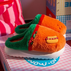 Automne hiver Hamburger en peluche maison dessin animé bout fermé confortable léger doux PVC doublure résistant chaud pied pantoufle - Product Image 4