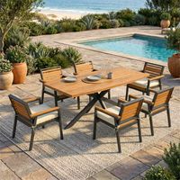 Ensemble de salle à manger de luxe 7 pièces en aluminium, mobilier d'extérieur OEM, fauteuil de jardin, ensemble de patio, cour