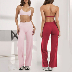 Conjunto de Yoga de 2 Piezas para Mujer LVD159, Sujetador Deportivo Halterneck, Leggings Acampanados, Transpirables, de Cintura Alta, Ropa Deportiva - Product Image 3