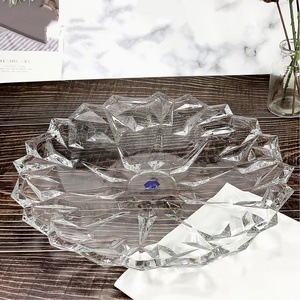 Luxury Round Clear Glass Plant Pattern Stocked Footed Charger Plates <b>Set</b> 6-10 Inch Cake Stand Dishwasher & <b>Microwave</b> Safe - Product Image 3