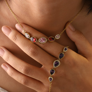 Collar con Colgante de Gota de Agua Geométrica, Joyería de Acero Inoxidable, Collar Ajustable de Circonita Cúbica, Gargantilla de Acero Inoxidable - Product Image 1