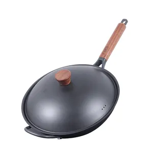 Iron wok round bottom for gas stove 32/34cm Chinese traditional wok