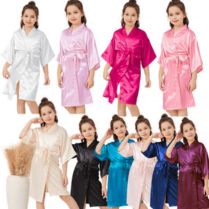 Kimono in Raso Personalizzato per Bambine, Vestaglie Tinta Unita, Pigiami per Bambine, <span class=keywords><strong>Accappatoio</strong></span> per Bambini - Product Image 1