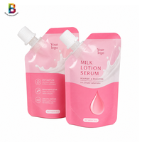 Pochette de recharge cosmétique transparente personnalisée OEM avec fenêtre, 200 ml, 500 ml, pour lotion blanchissante avec bec verseur