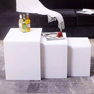 <strong>White</strong> 3 <strong>Tables</strong> High <strong>Gloss</strong> Multi-functional <strong>Nesting</strong> Coffee <strong>Tables</strong> Island Display <strong>Table</strong> Stand for Clothing Store - Product Image 4
