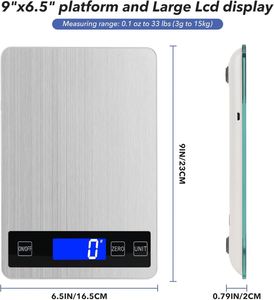 Nouvelle Arrivée Balance de Cuisine Électronique Numérique LCD en Acier Inoxydable Durable avec Plateau en Verre Capacité 15kg Suivi Automatique du Point Zéro OEM - Product Image 4