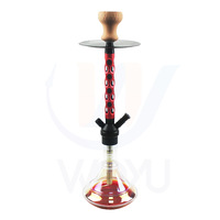 Set de Narguile con Diseño de Telaraña Colorida - 1 Tubo de Aluminio con Base de Vidrio Transparente para Salón de Shisha / Bar de Narguile