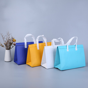Eco friendly logo personalizzato non tessuto picnic cibo isolato pranzo borsa da asporto borse termiche termiche - Product Image 2