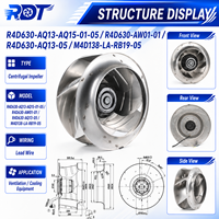 Ventilador Centrífugo Original R4D630-AQ13-05 AC, 400V Trifásico, 4100W, 630mm, Curvatura Inversa, para Reemplazo en Sistemas HVAC